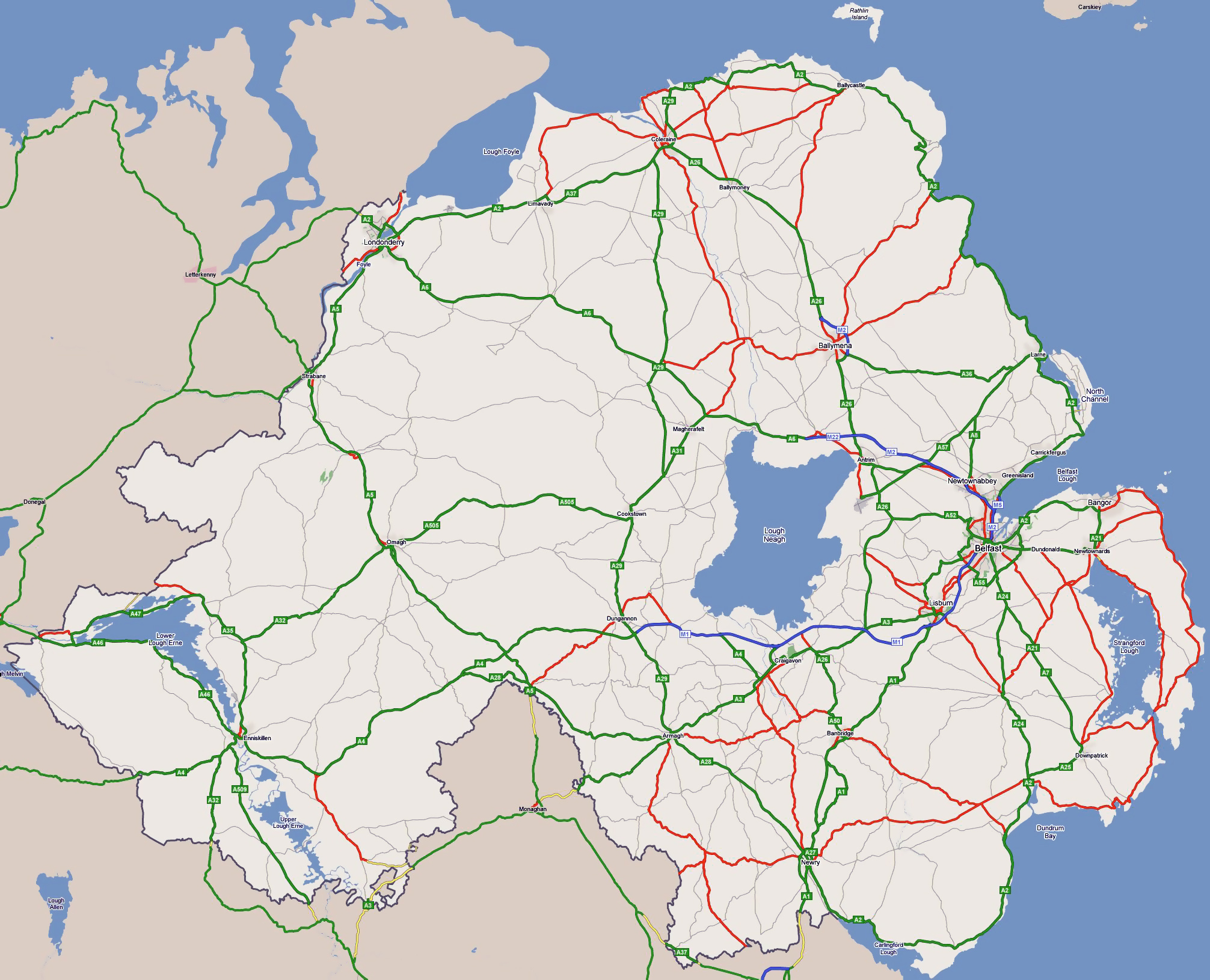 Large Detaile Road Map Of Northern Ireland With Cities | Northern in Driving Map of Northern Ireland