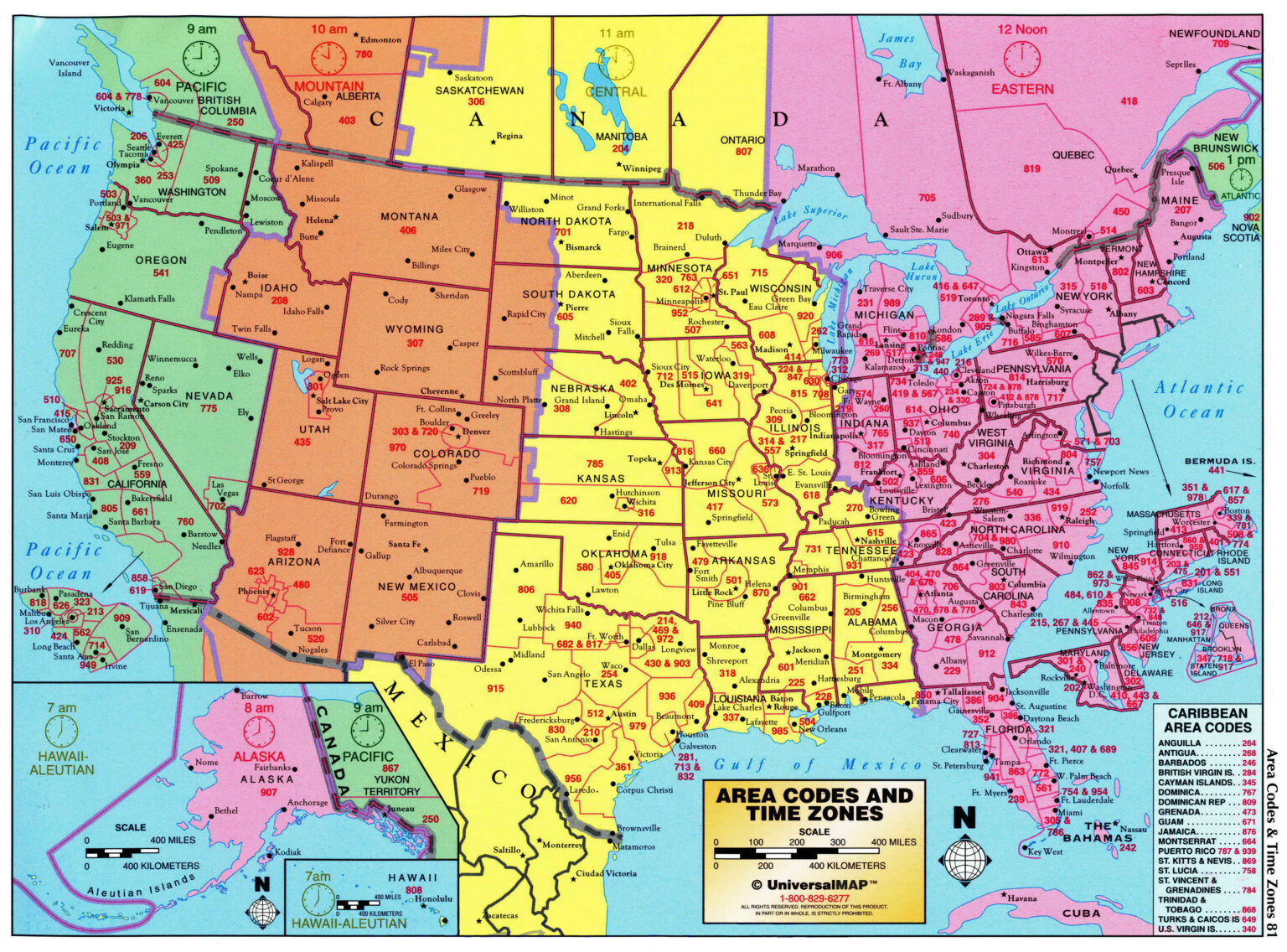 Printable Map With Time Zones USA | Adams Printable Map