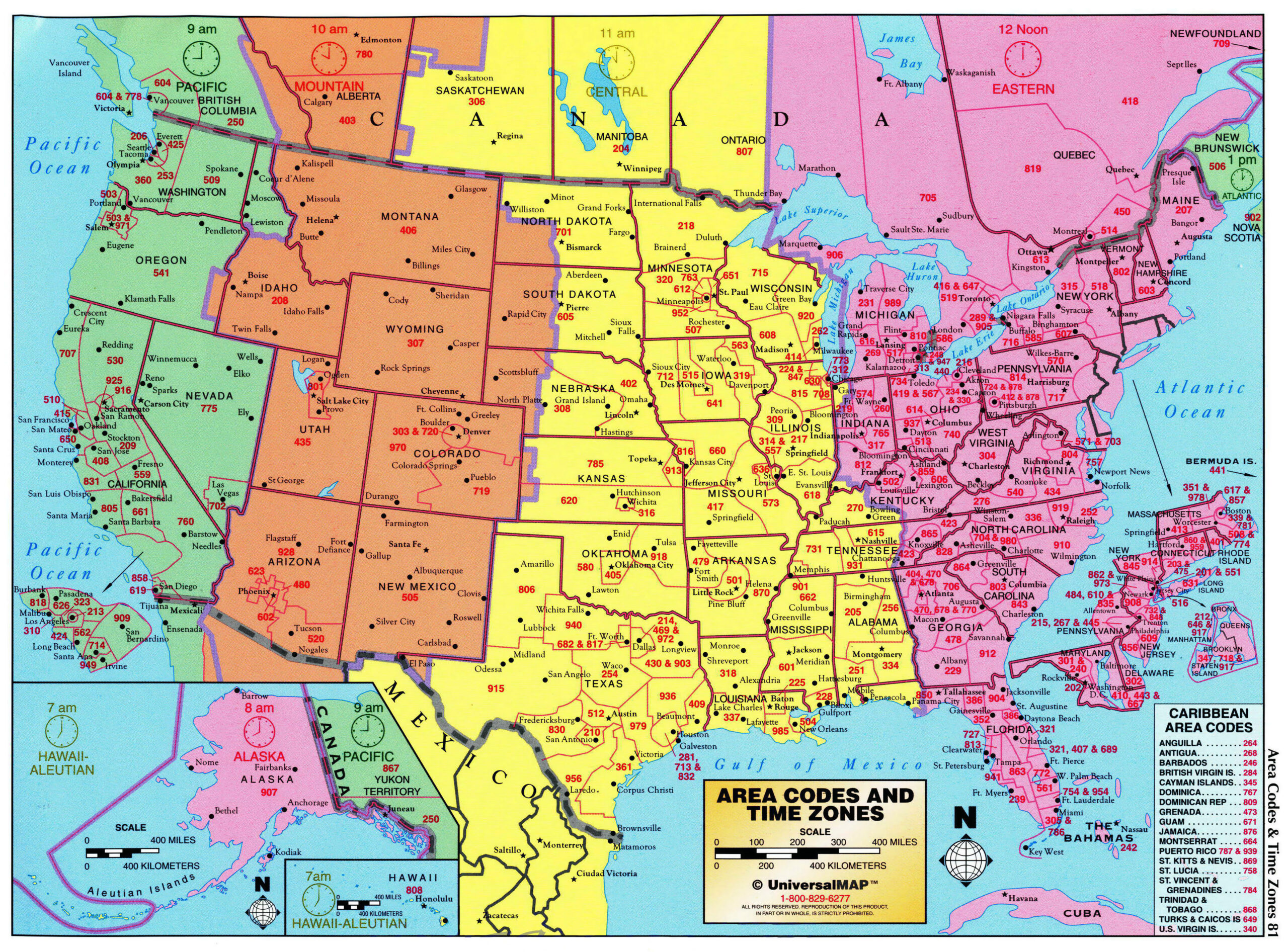 Large Detailed Map Of Area Codes And Time Zones Of The Usa. The throughout Printable Map with Time Zones USA
