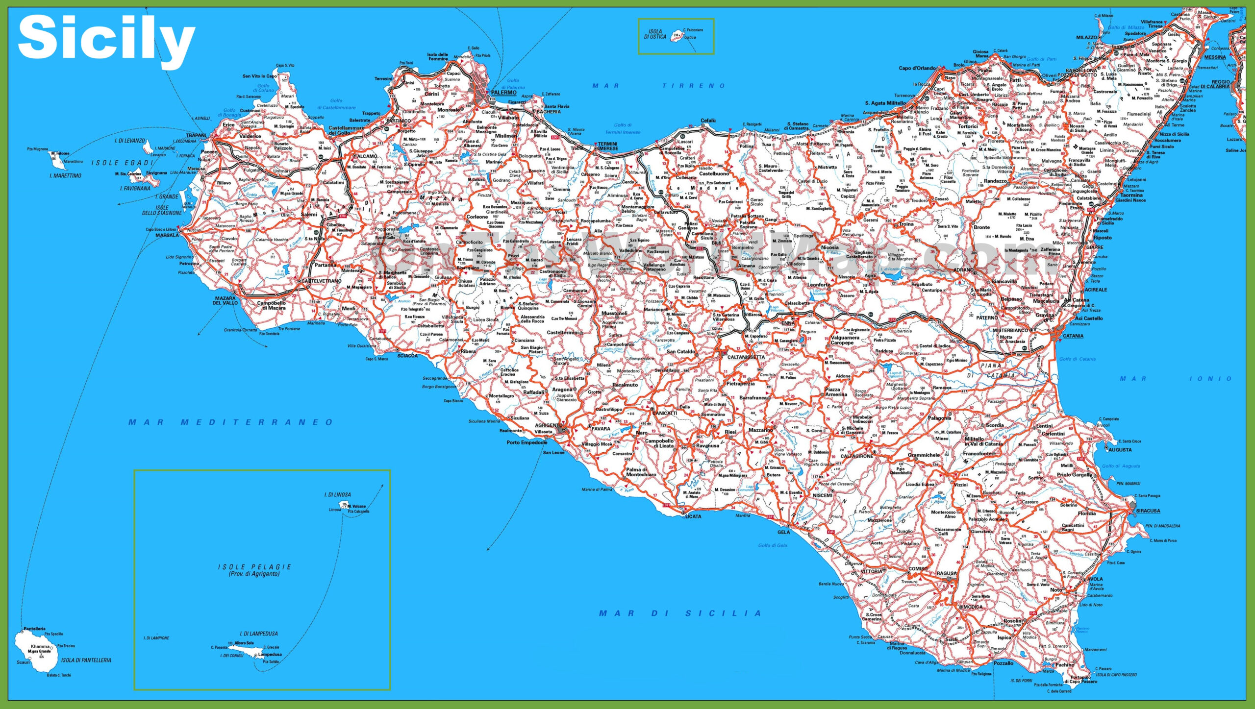 Large Detailed Map Of Sicily With Cities And Towns - Ontheworldmap pertaining to Map of Sicily Italy with Towns
