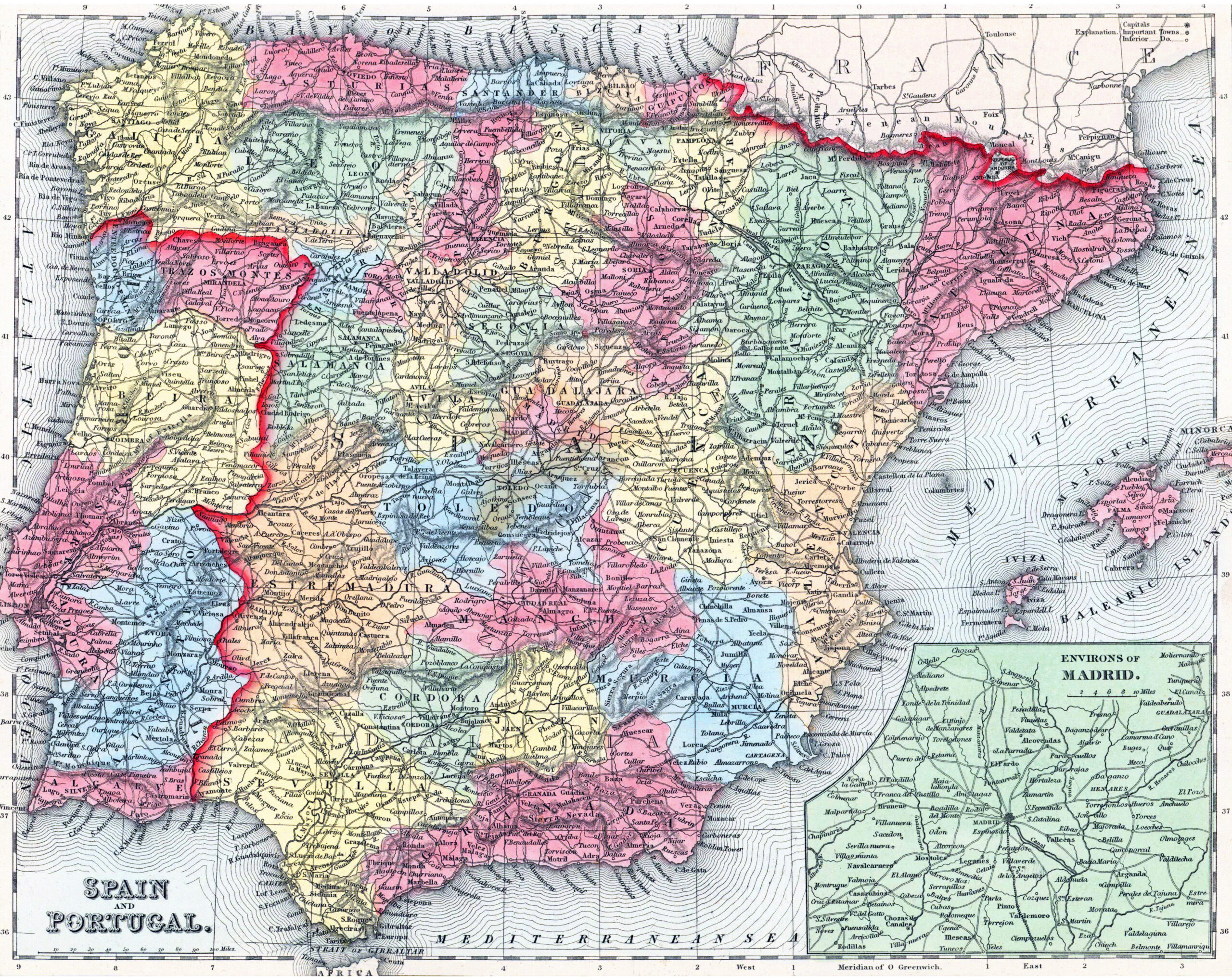 Large Detailed Old Political And Administrative Map Of Spain And pertaining to Political Map of Spain and Portugal