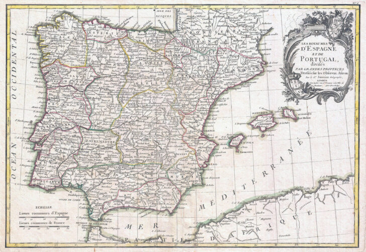 Map of France Spain and Portugal with Cities