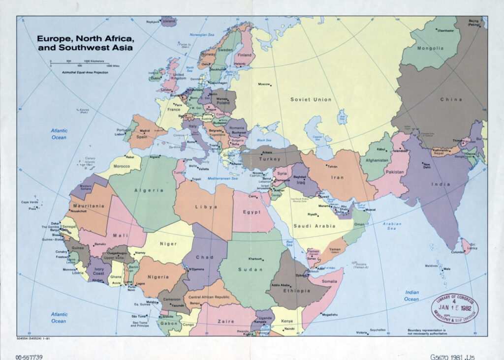 Large Detailed Old Political Map Of Europe, North Africa And With Map ...