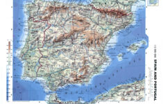 Large Detailed Physical Map Of Spain And Portugal With Roads within Detailed Map of Spain and Portugal