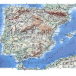 Large Detailed Physical Map Of Spain And Portugal With Roads Within Map Of Portugal And Spain Detailed