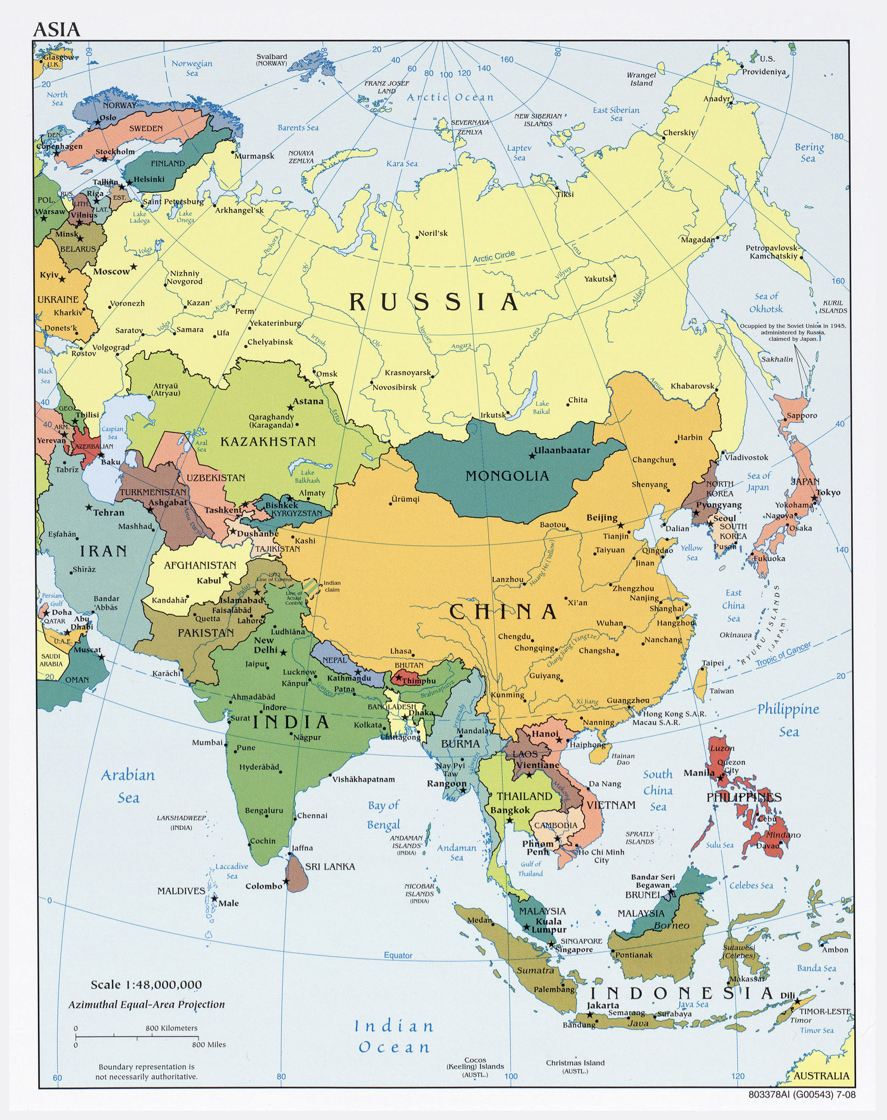 Large Detailed Political Map Of Asia With Capitals And Major regarding Map Of Europe And Asia With Capitals