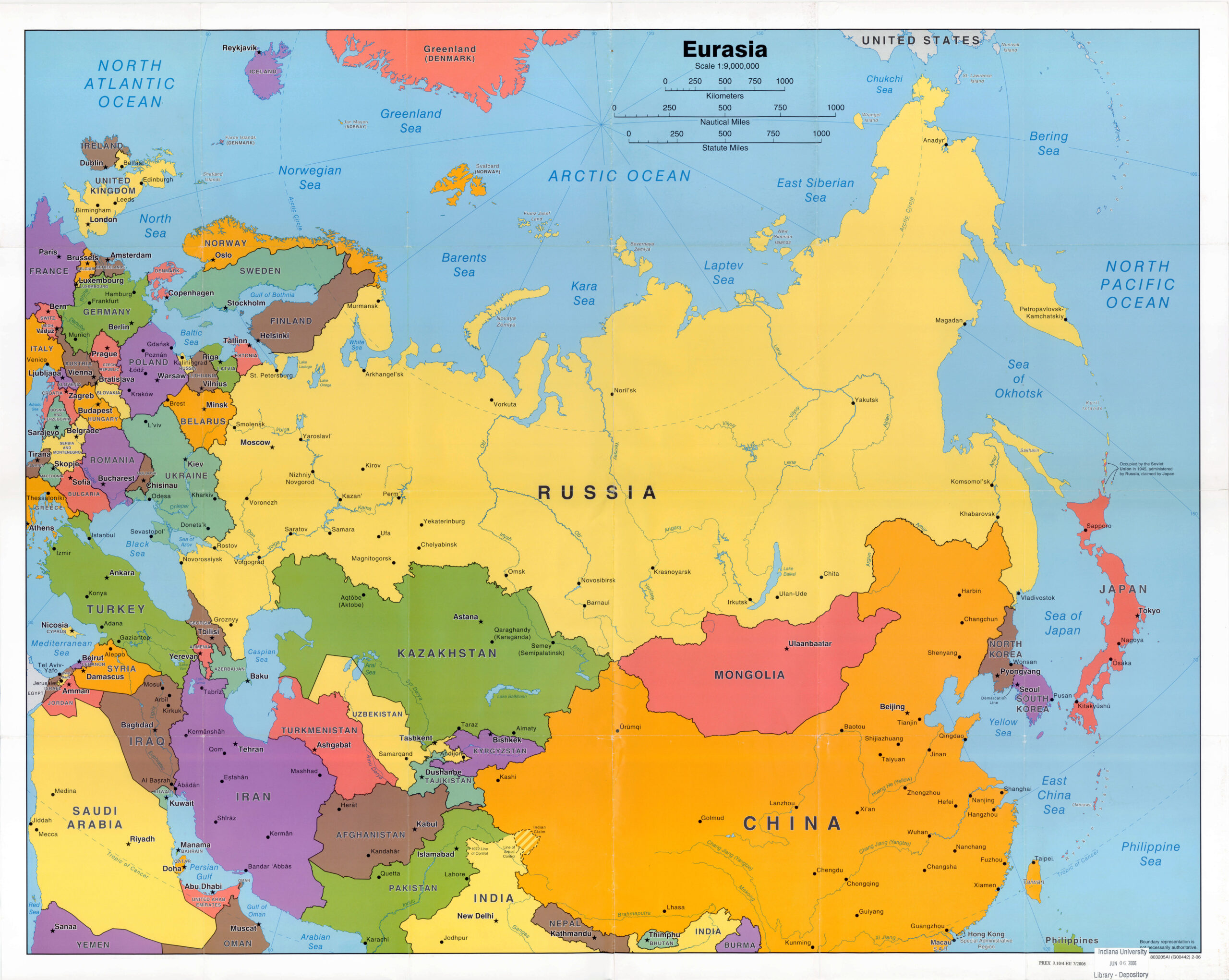 Large Detailed Political Map Of Eurasia Wth Capitals And Major pertaining to Map of Europe and Asia with Capitals