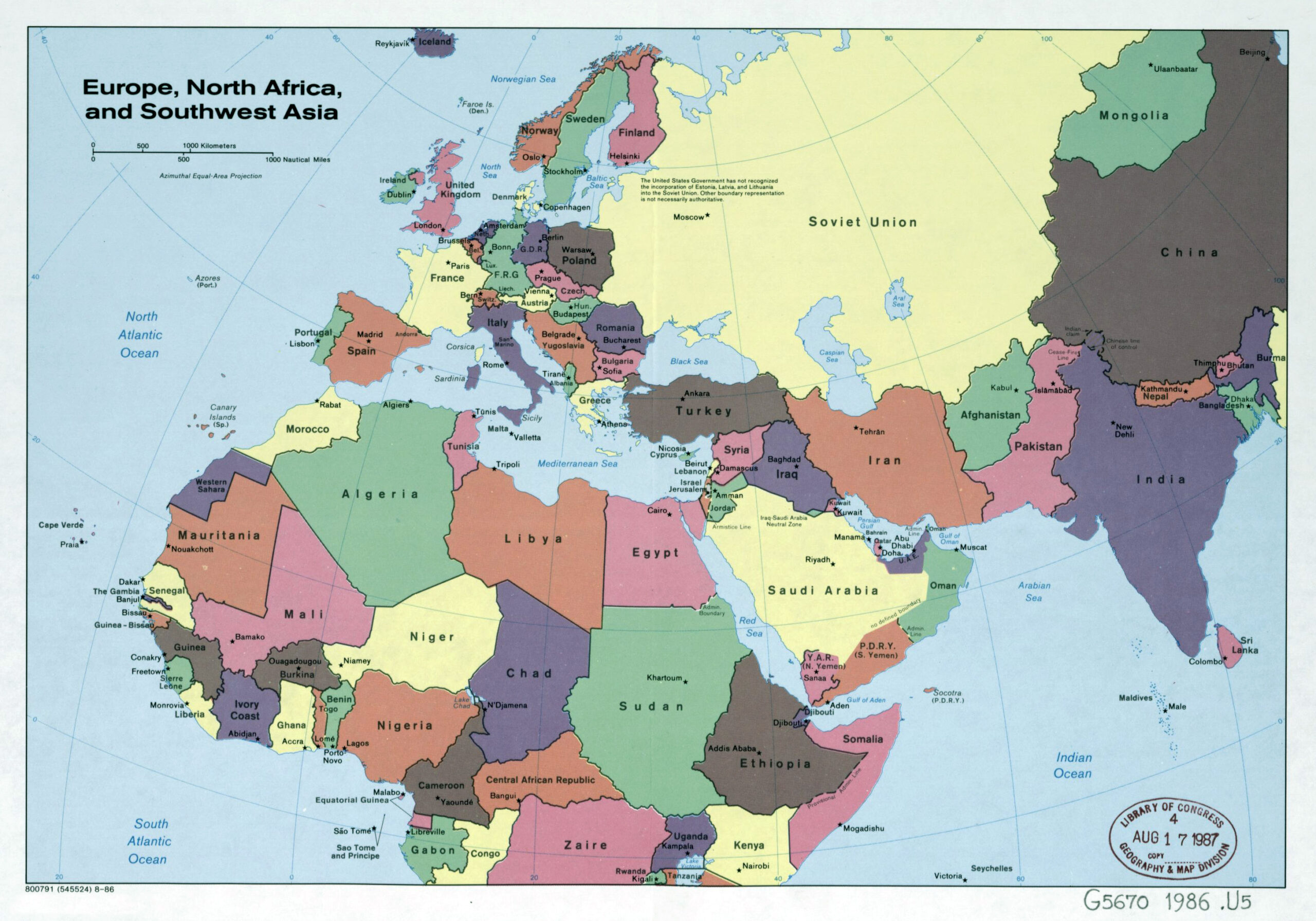 Large Detailed Political Map Of Europe, North Africa And Southwest pertaining to Map Of Asia And Europe Countries