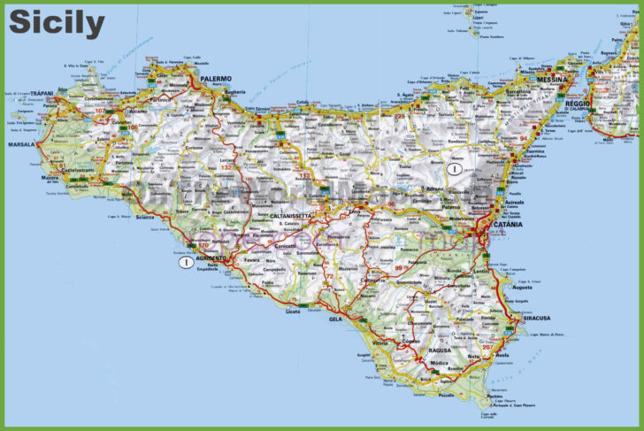 Map of Sicily Italy with Towns Map of Sicily Italy with Towns