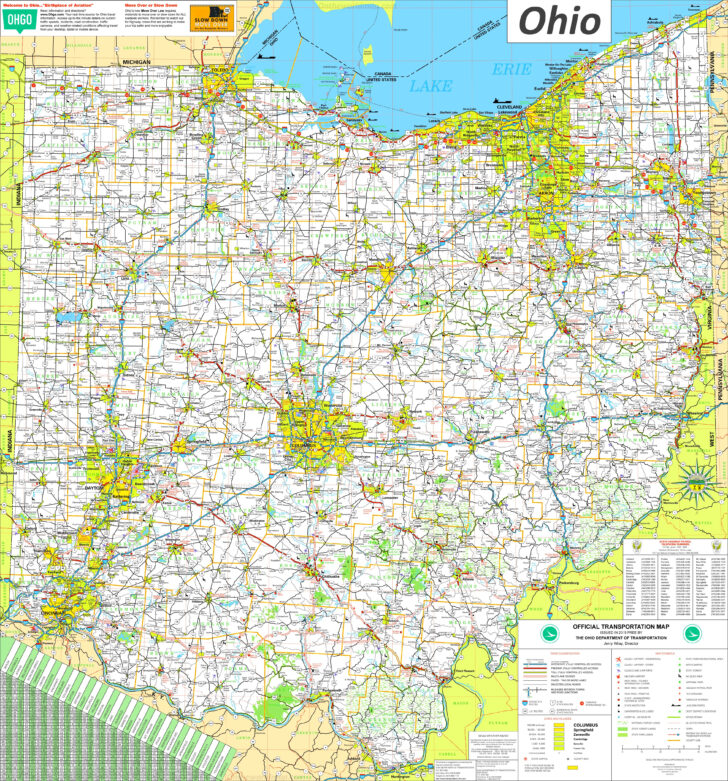 Free Printable Map of Ohio with Cities
