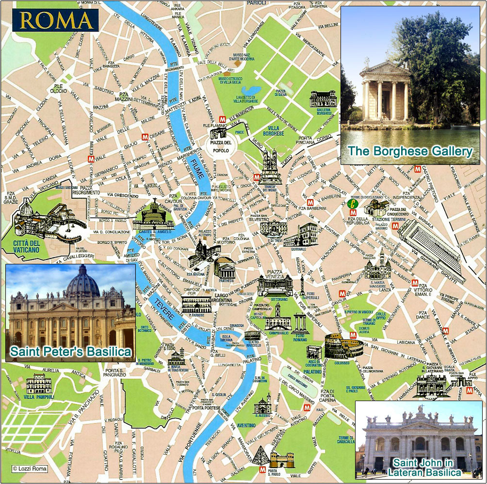 Large Detailed Tourist Map Of Rome City. Rome City Large Detailed in Map of Rome Italy with Attractions