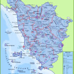 Large Detailed Travel Map Of Tuscany With Cities And Towns With Map Of Tuscany Italy Region