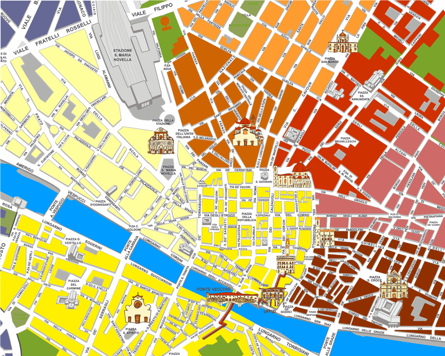 Large Florence Maps For Free Download And Print | High-Resolution throughout Free Printable Map of Florence Italy