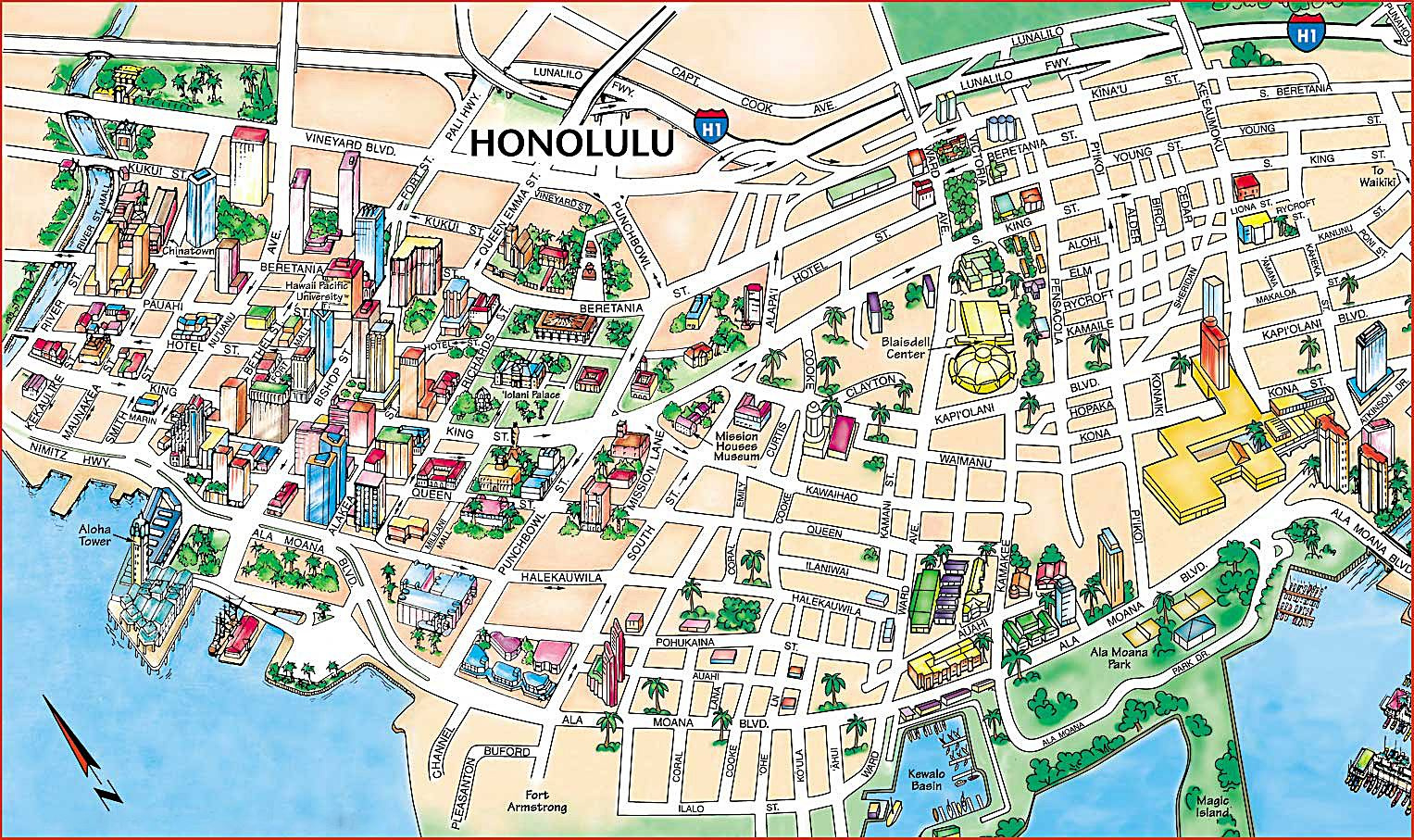 Large Honolulu Maps For Free Download And Print | High-Resolution in Free Printable Map Of Waikiki Area