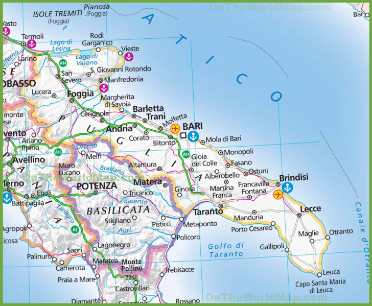 Map of South Italy Puglia