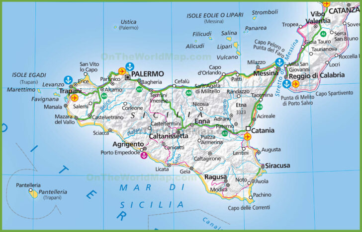 Detailed Map of Sicily Italy Detailed Map of Sicily Italy