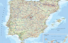 Large Road Map Of Spain And Portugal With Cities And Airports in Map of Spain and Portugal Airports