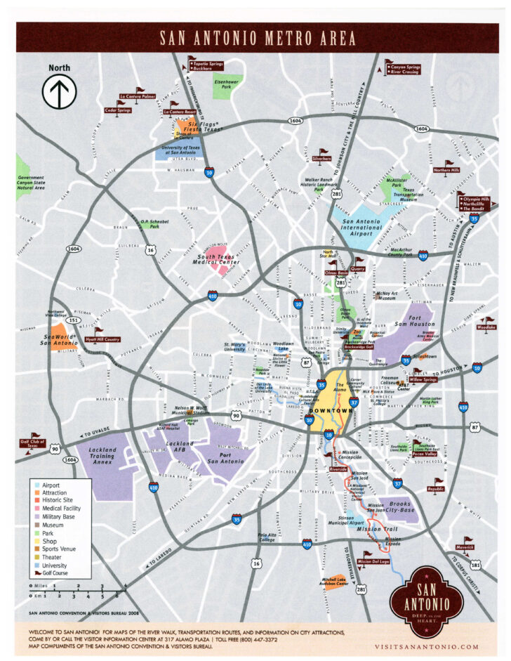 Printable Map of San Antonio Texas