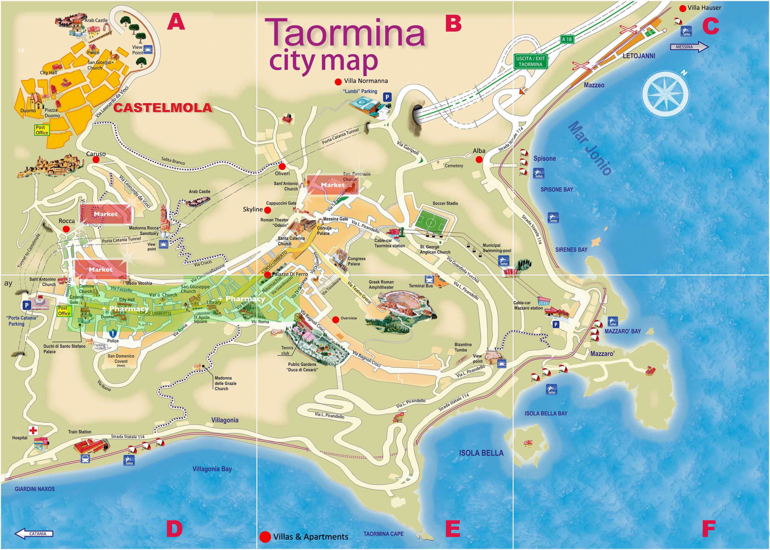 Large Taormina Maps For Free Download And Print | High-Resolution in Map of Taormina Sicily Italy