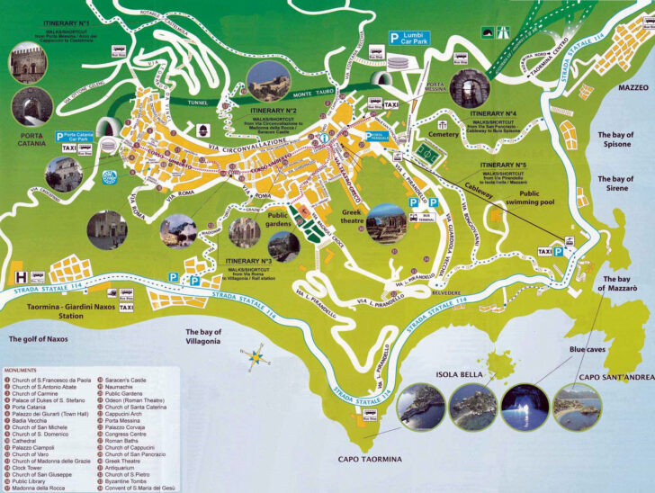 Map of Taormina Sicily Italy