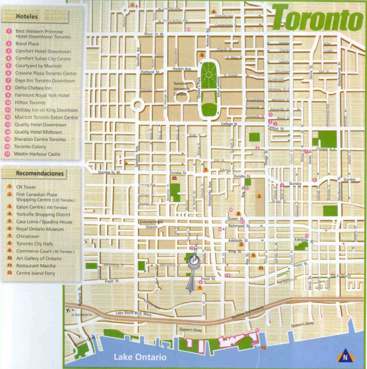 Free Printable Toronto Tourist Map