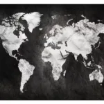 Large Xxl Print Black And White World Map   White Continents On A Throughout Large Printable World Map Black And White