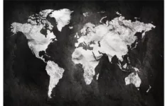 Large Xxl Print Black And White World Map – White Continents On A throughout Large Printable World Map Black And White