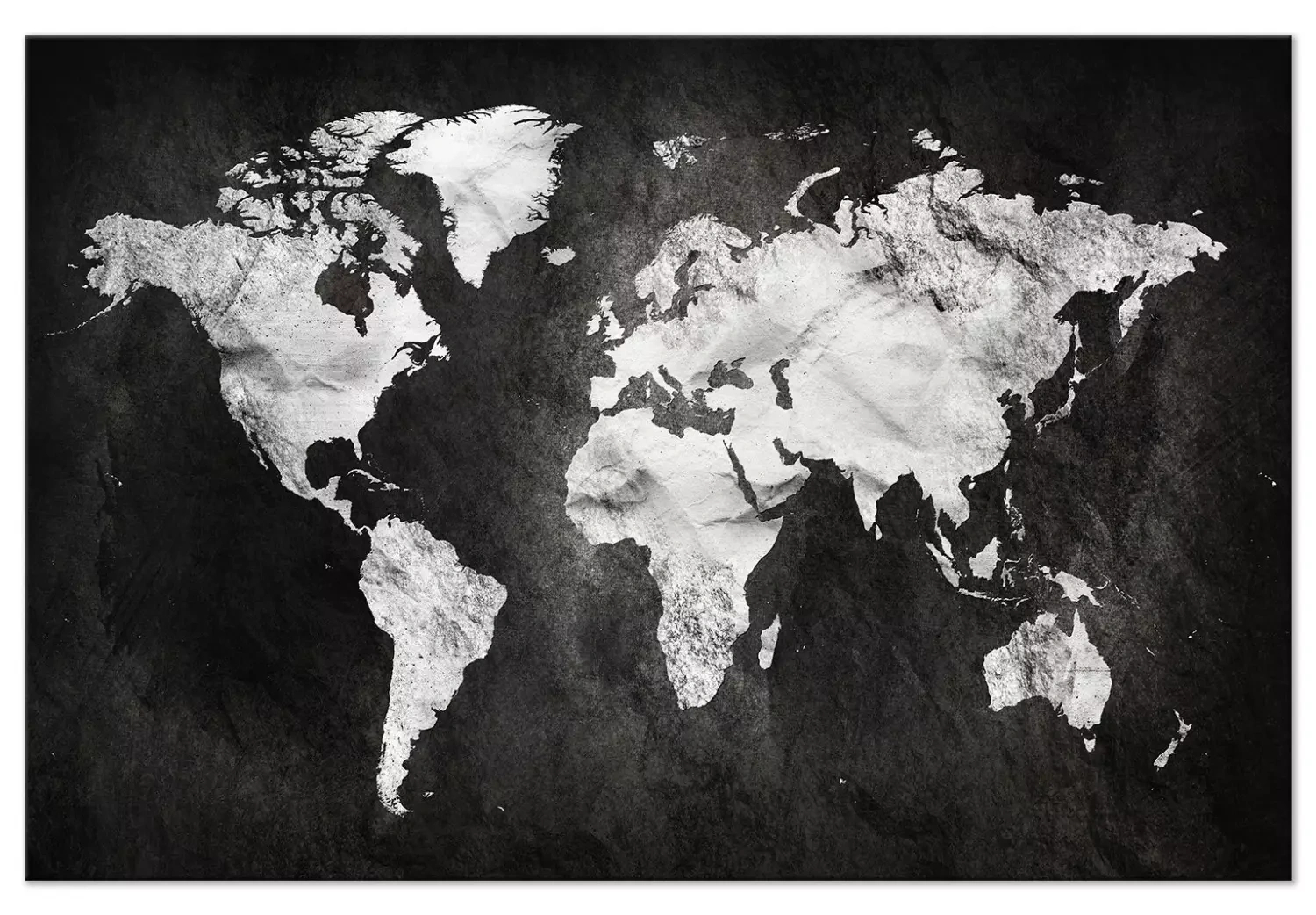 Large Xxl Print Black And White World Map - White Continents On A throughout Large Printable World Map Black And White