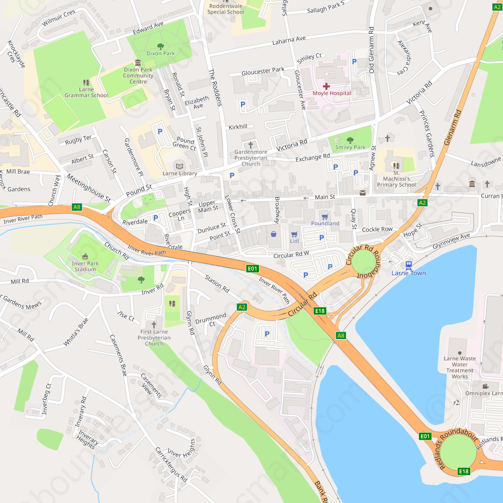 Larne - Modern Atlas Vector Map | Boundless Maps intended for Map Of Larne Northern Ireland