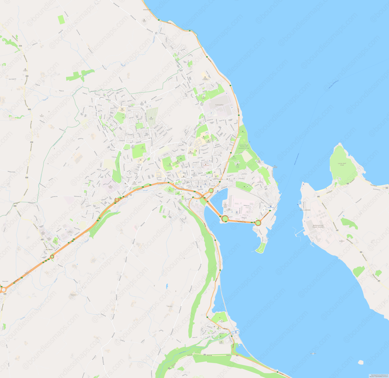 Larne - Modern Atlas Vector Map | Boundless Maps with Map Of Larne Northern Ireland