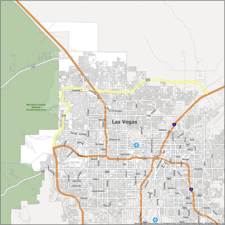 Printable Map of Las Vegas Nv