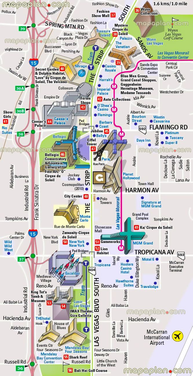 Las Vegas Map Of Things To Do - Detailed Road &amp;amp; Street Names Plan for Las Vegas Strip Hotel Map Printable