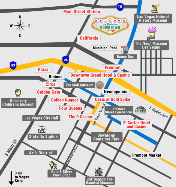 Printable Map of Fremont Street Las Vegas