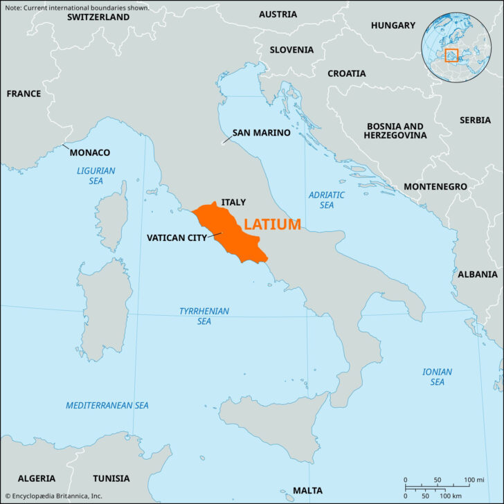 Rome on A Map of Italy