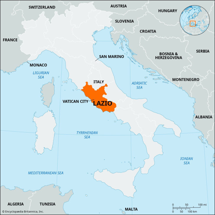 Map of Lazio Region Italy