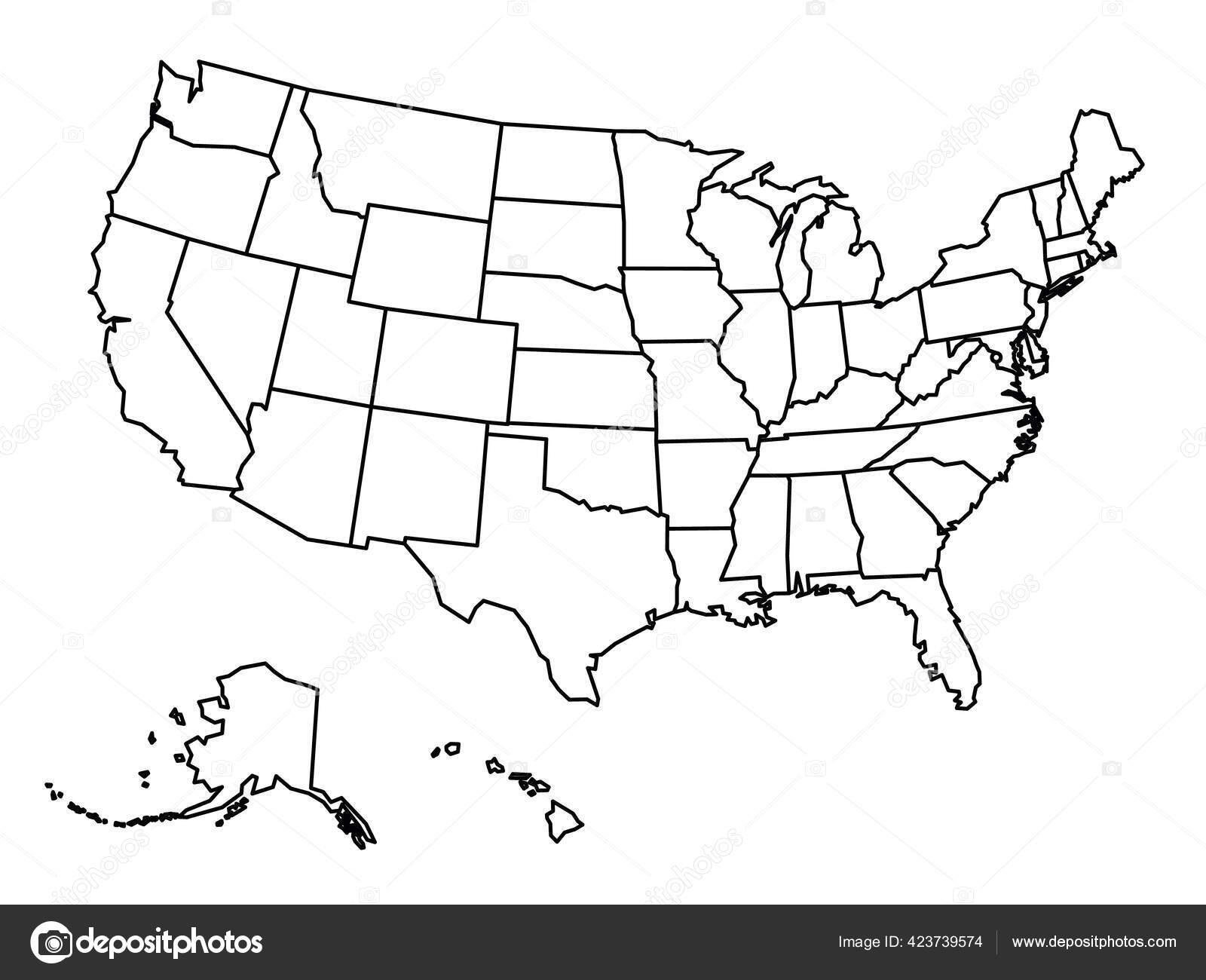 Leere Umrisskarte Der Usa Stock-Vektorbild Von ©Pyty 423739574 pertaining to Free Printable Blank Outline Map of the United States