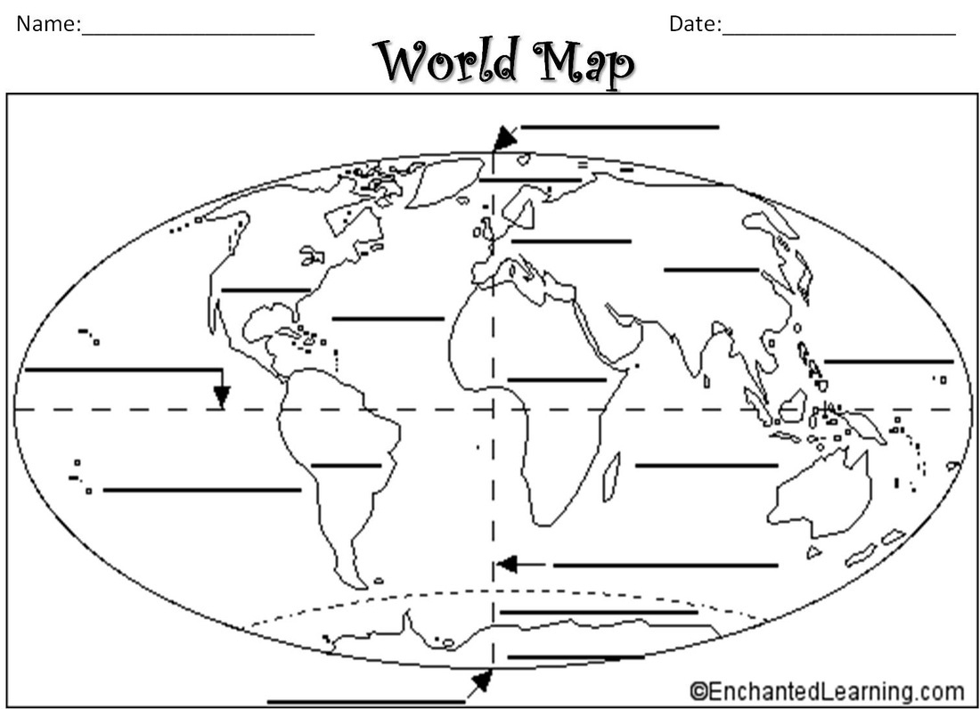 Lesson 3 - Geography &amp;amp; Us! for Free Printable Blank Map of Continents and Oceans to Label