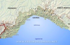 Liguria Physical Map pertaining to Map of Liguria Region of Italy