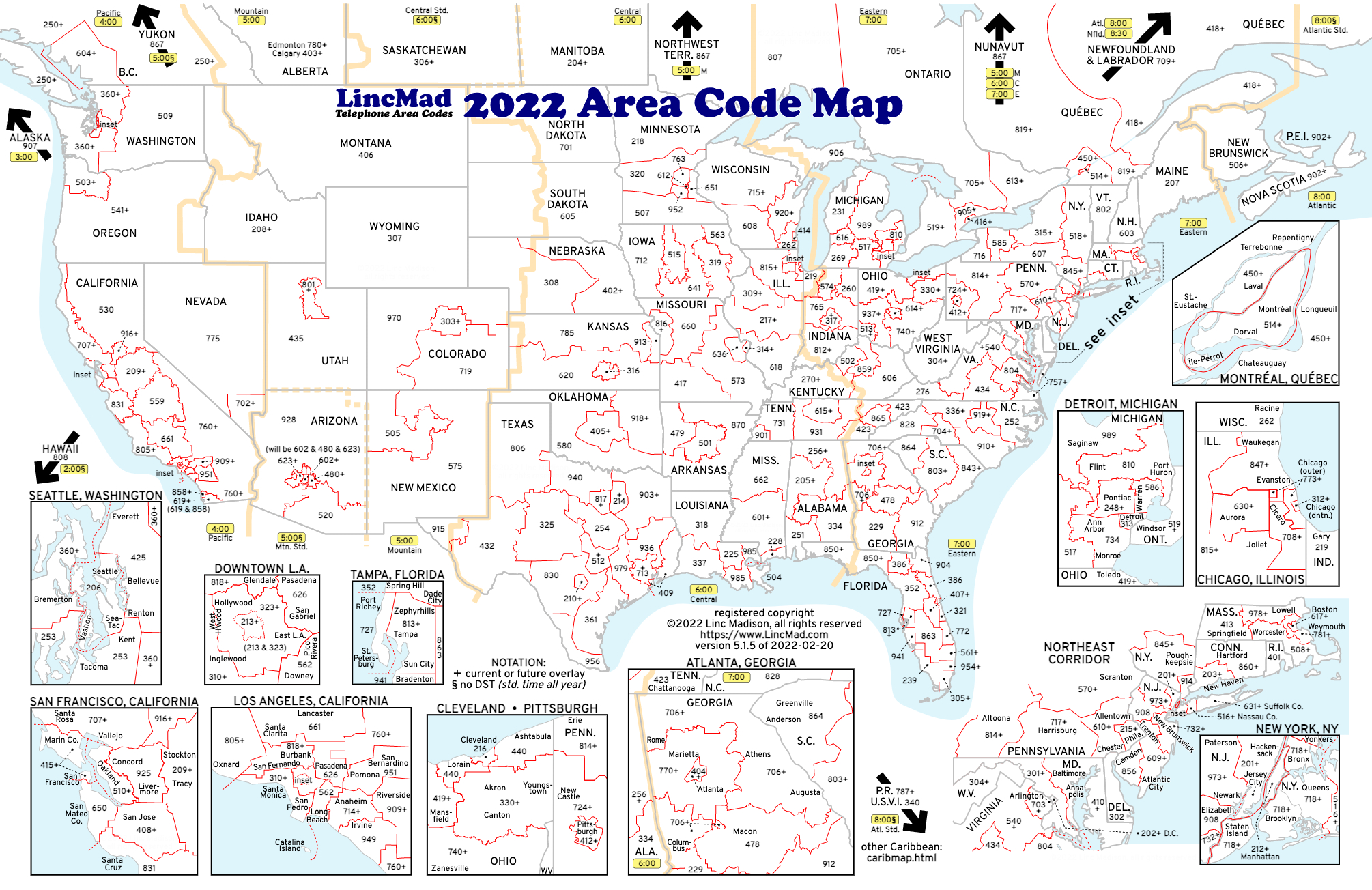 Lincmads 2022 Area Code Map With Time Zones - Worksheets Library in Area Code Map United States Printable