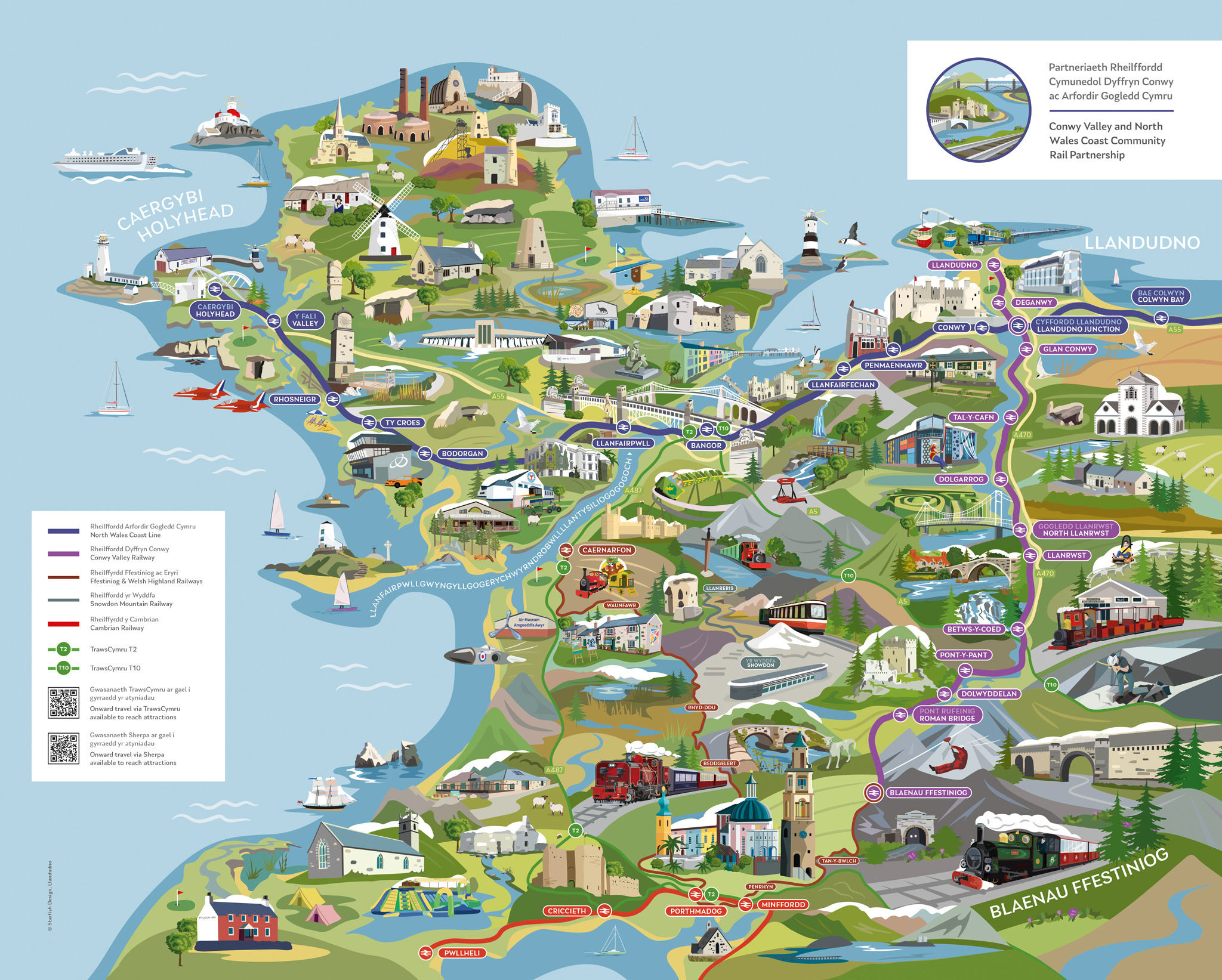 Line Map - Conwy Valley And North West Wales Coast Community Rail with Map Of Llandudno North Wales