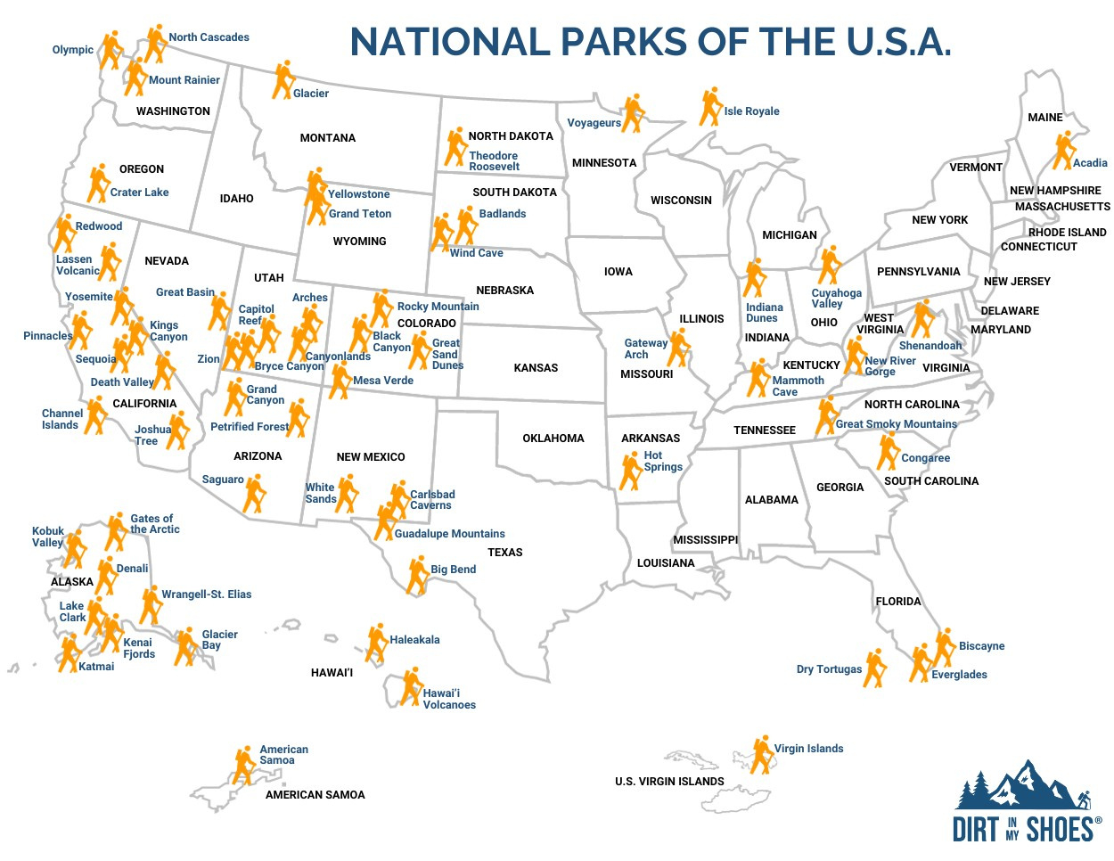List Of National Parks In The Usa 2025 (+ Map And Checklist) throughout Free Printable Map of US National Parks
