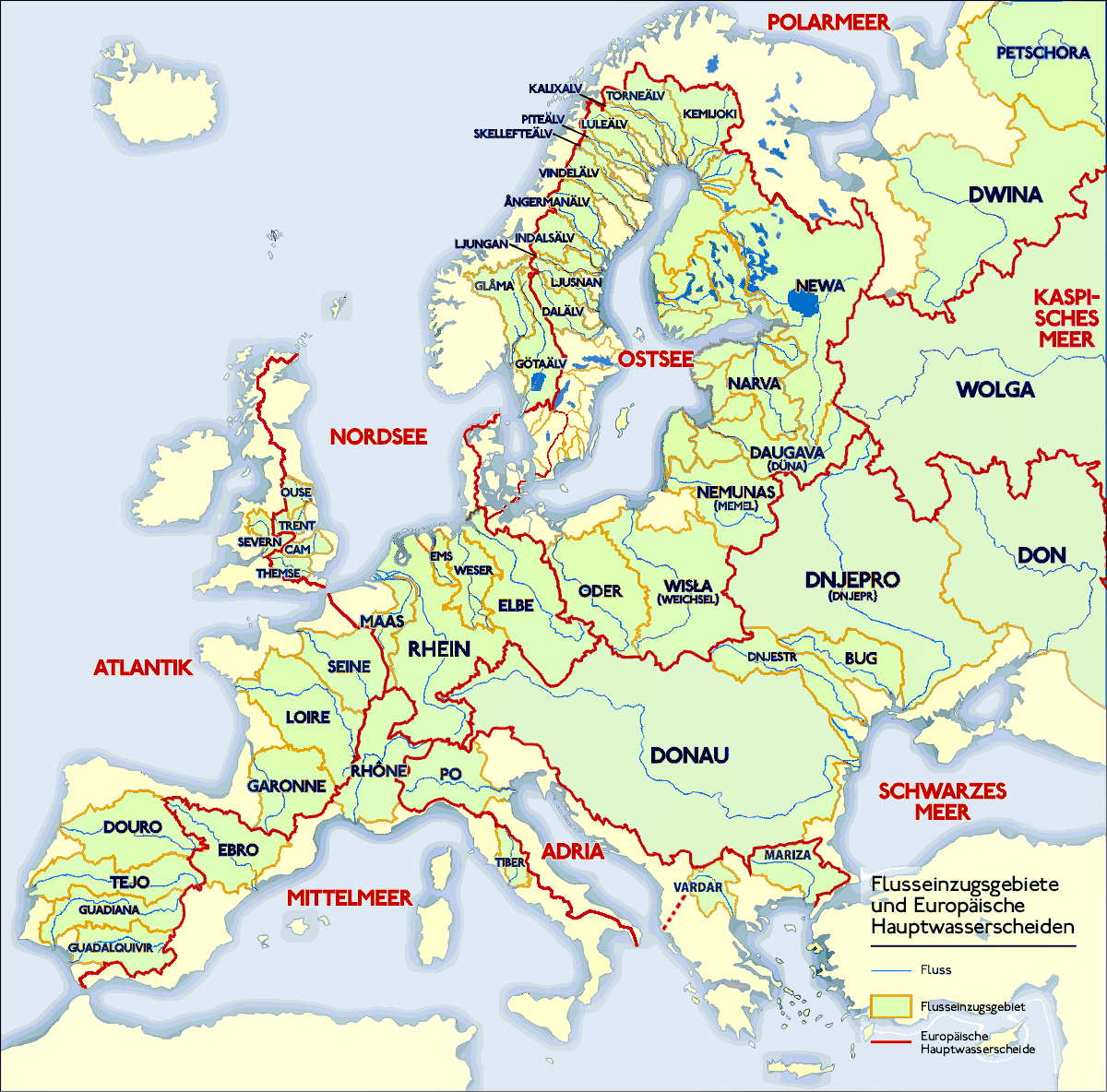 List Of Rivers Of Europe - Wikipedia for Map Of Europe And Asia Rivers