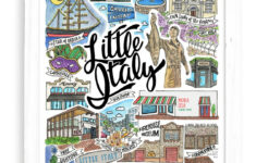 Little Italy Art Print | San Diego Watercolor Drawing California with Map of Little Italy San Diego Ca