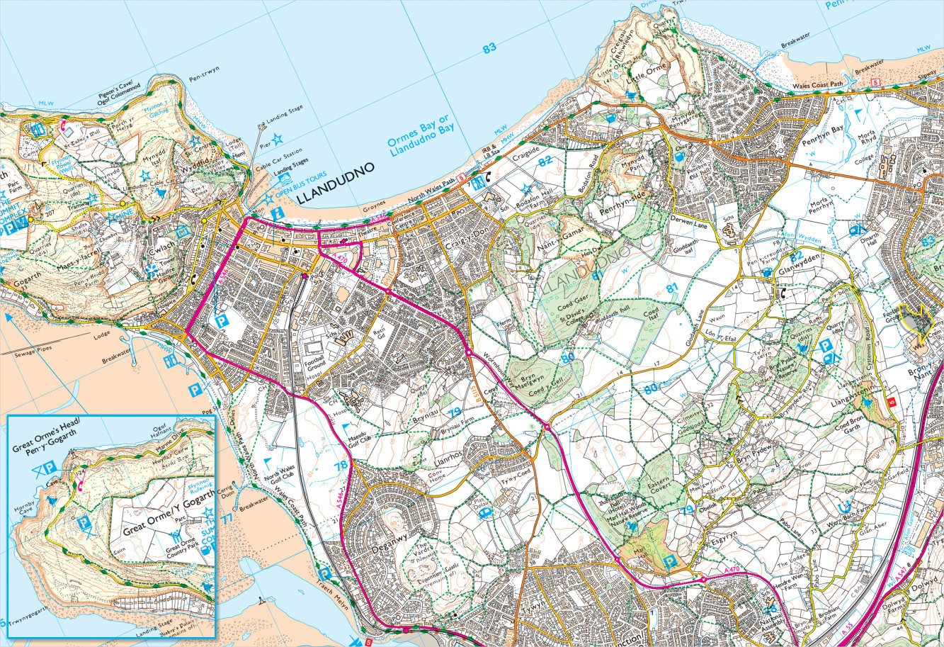 Llandudno, Colwyn Bay &amp;amp; Great Orme Walking Map pertaining to Map of the Great Orme Llandudno