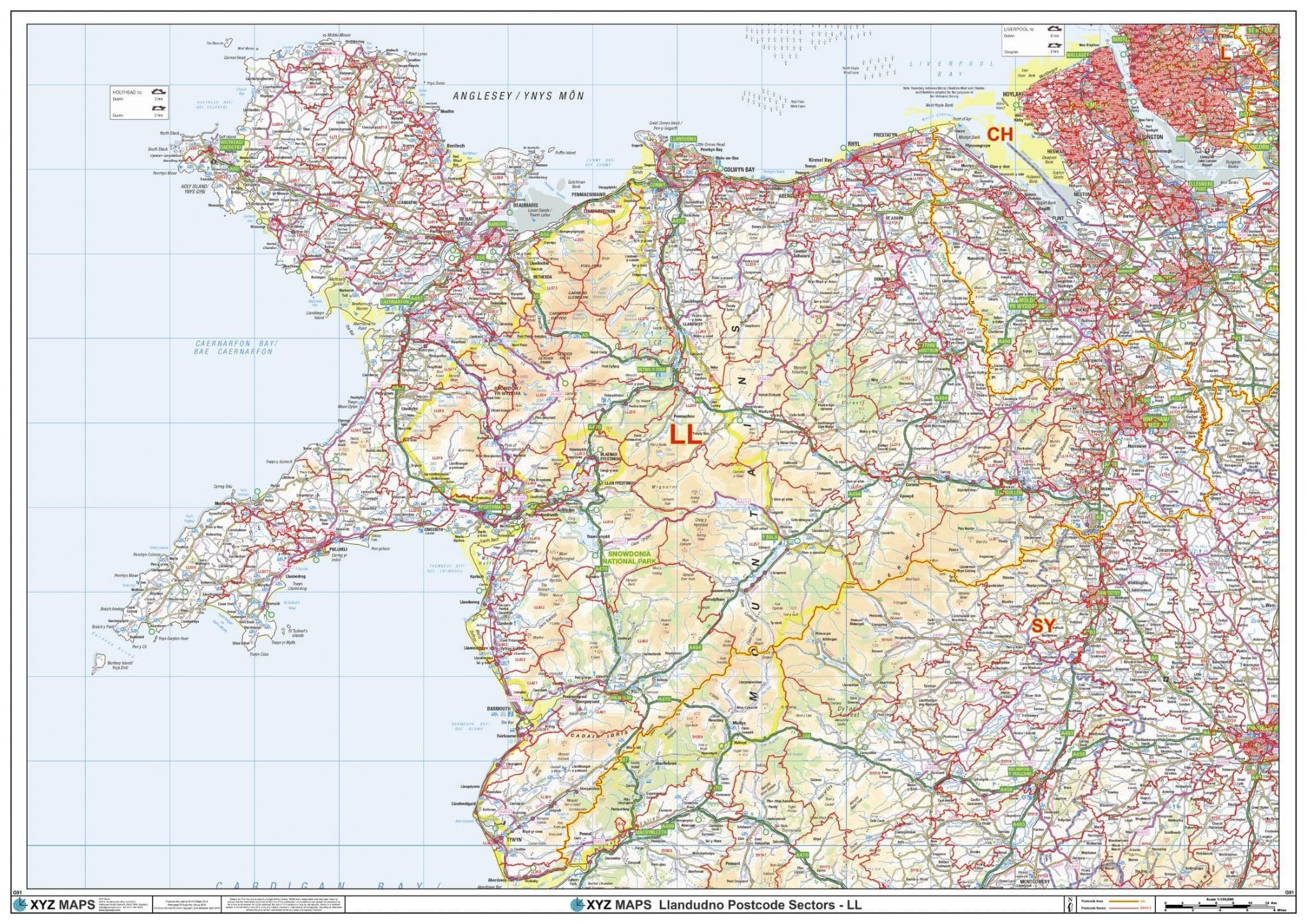 Llandudno - Ll - Postcode Sector Wall Map with regard to Ordnance Survey Map Of Llandudno