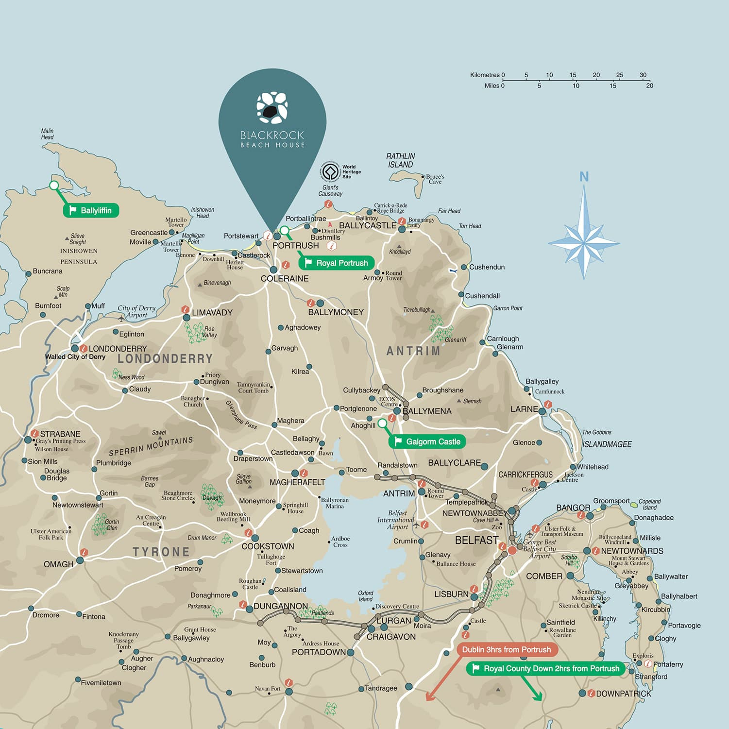 Local Area - Blackrock Beach House regarding Map Of Portrush Northern Ireland
