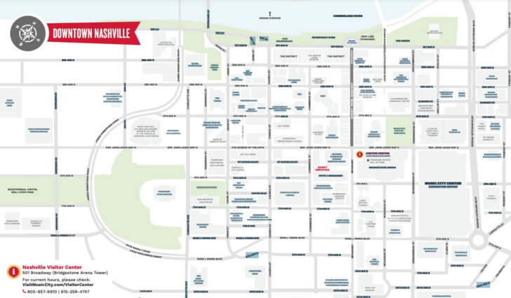 Printable Map of Downtown Nashville Bars