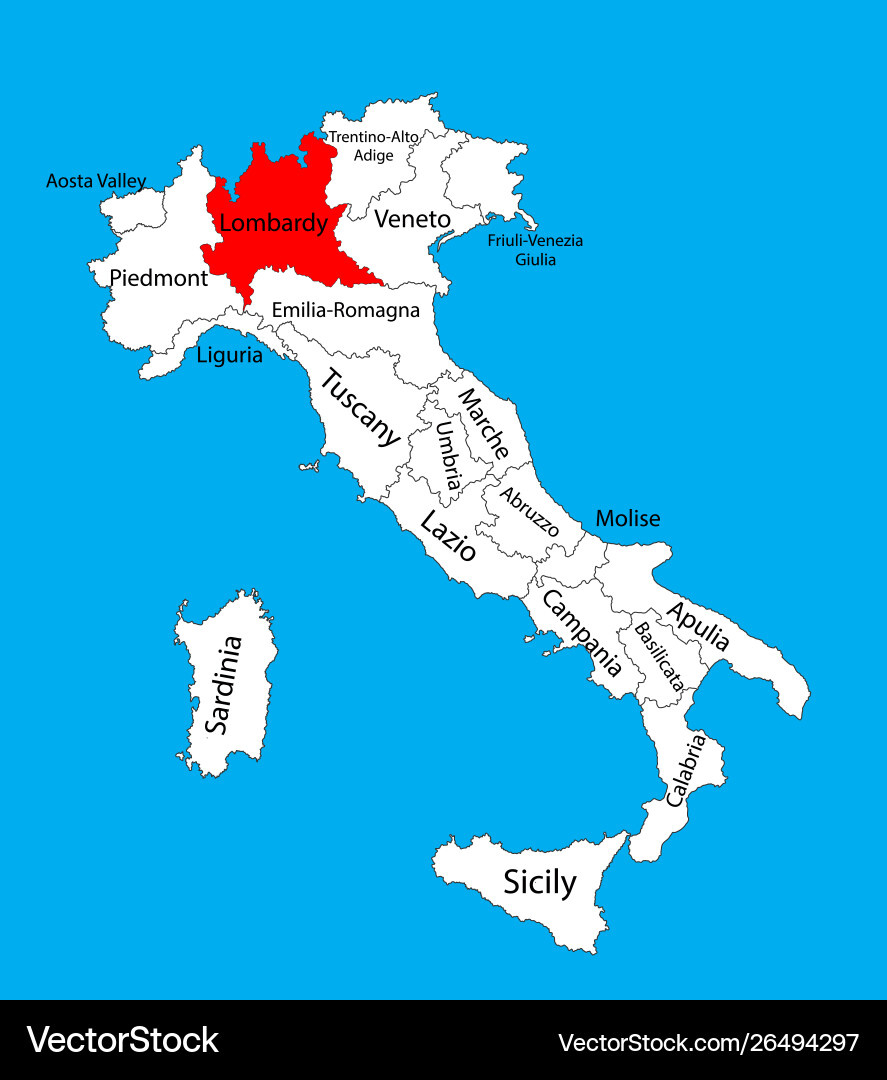 Lombardy Lombardia Province In Italy Map Vector Image with regard to Lombardy Region Of Italy Map