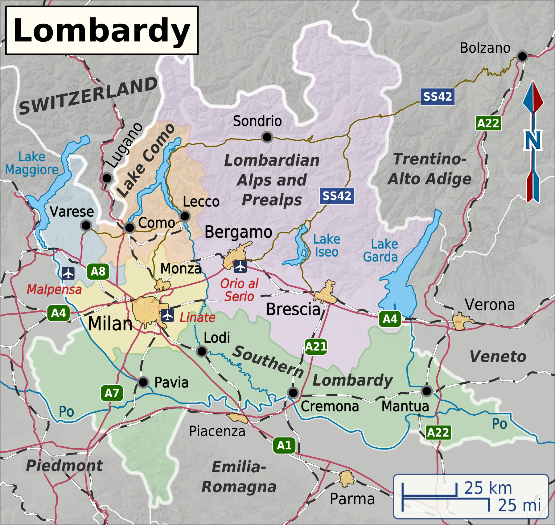 Lombardy – Travel Guide At Wikivoyage for Lombardy Region of Italy Map
