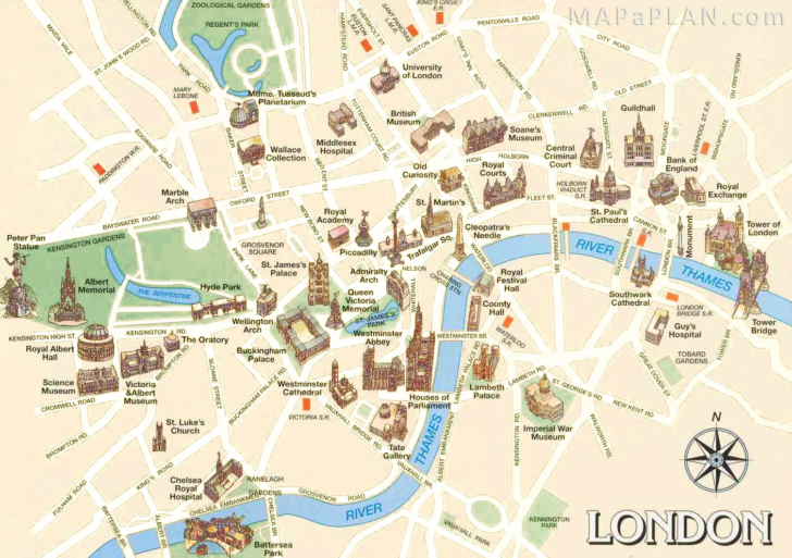 Tourist Map of London Attractions Printable